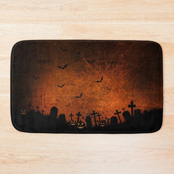 Item preview, Creepy Grunge Orange and Black Halloween Graveyard Scene designed and sold by Creepyhollow.