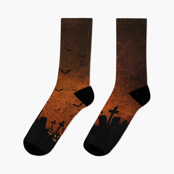 Item preview, Creepy Grunge Orange and Black Halloween Graveyard Scene designed and sold by Creepyhollow.