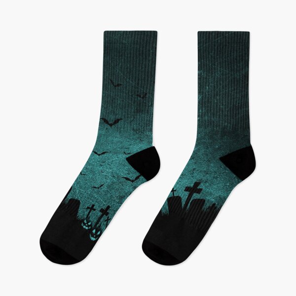 Item preview, Creepy Grunge Aqua Blue and Black Halloween Graveyard Scene designed and sold by Creepyhollow.