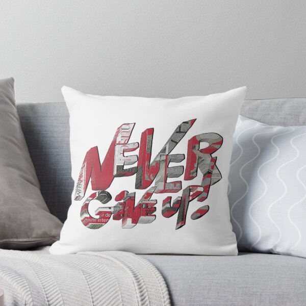 Aperçu de l'œuvre Never give up ! Typographie, Graph 3D , noir, gris et rouge créée et vendue par CPFcreation.