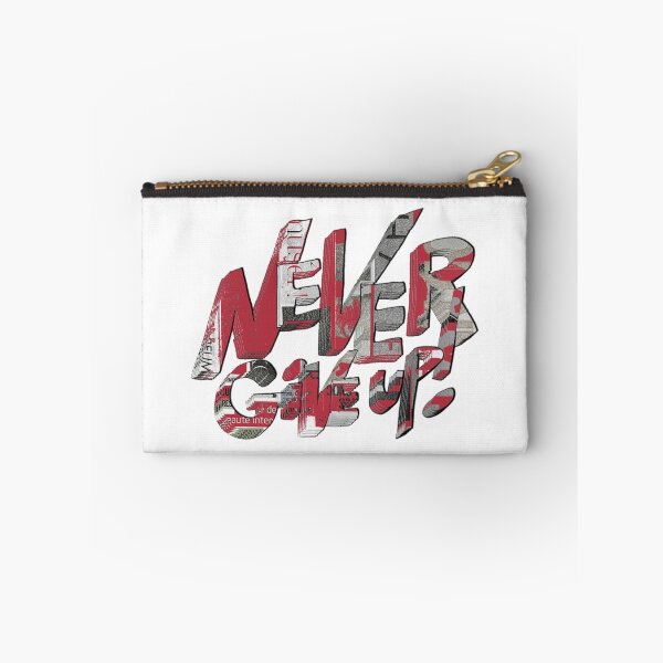 Aperçu de l'œuvre Never give up ! Typographie, Graph 3D , noir, gris et rouge créée et vendue par CPFcreation.