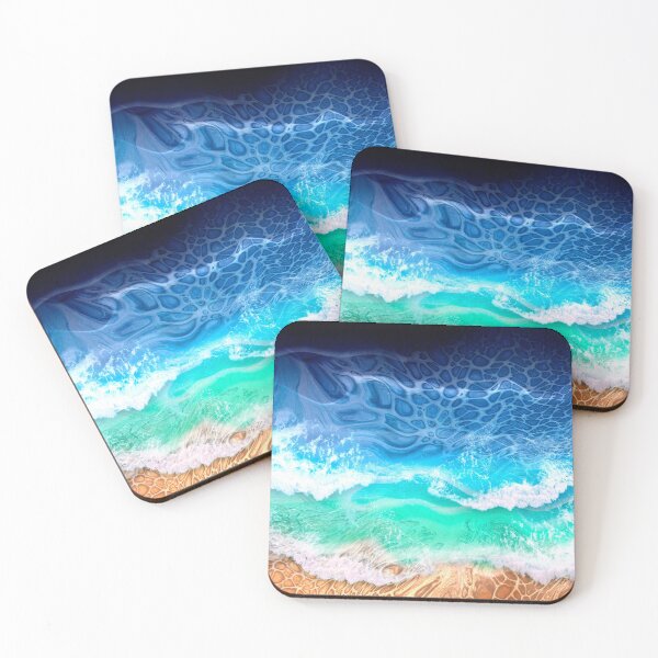 Item preview, Beautiful Beach Inspired Abstract Fluid Art Acrylic Pour Painting designed and sold by CrystalCoast.