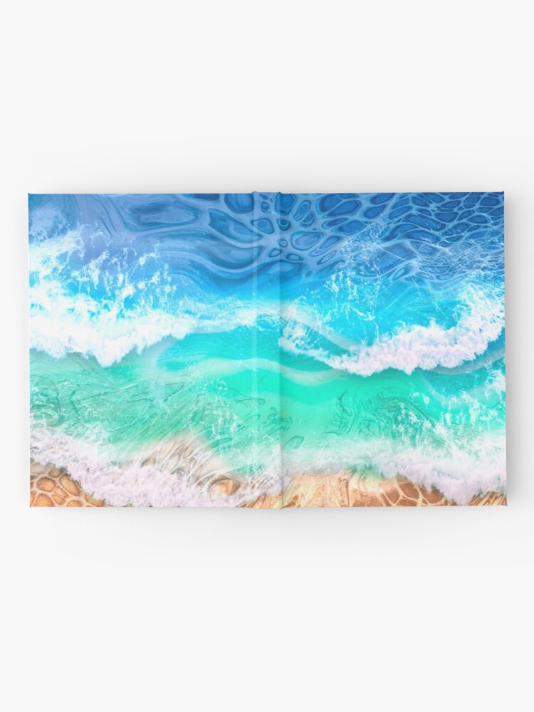  Abstract Ocean Scape Acrylic Painting Beach Pour on Canvas :  Handmade Products