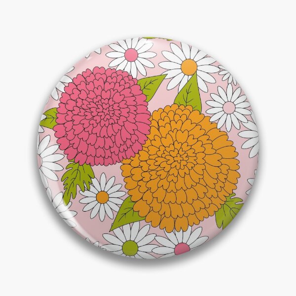 Item preview, Zinnia Daisy Delight Pink Orange Floral Flower Power designed and sold by emilyretro.