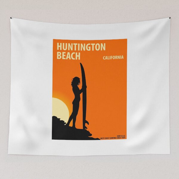 Item preview, Huntington Beach California Vintage Retro Surf USA Travel Vacation Summer Sunset Beach designed and sold by tmartinezta.