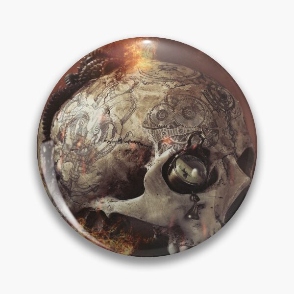 Item preview, Steampunk skull flame tattoo designed and sold by Cinzia Murgia.