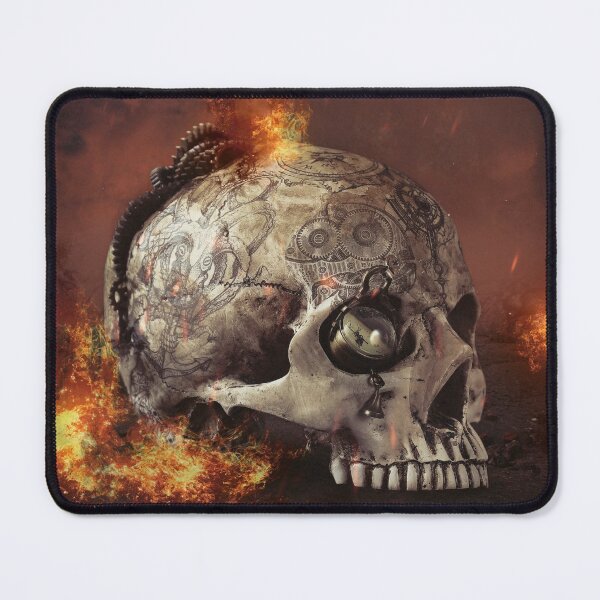 Item preview, Steampunk skull flame tattoo designed and sold by Cinzia Murgia.