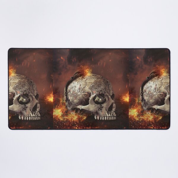 Item preview, Steampunk skull flame tattoo designed and sold by Cinzia Murgia.