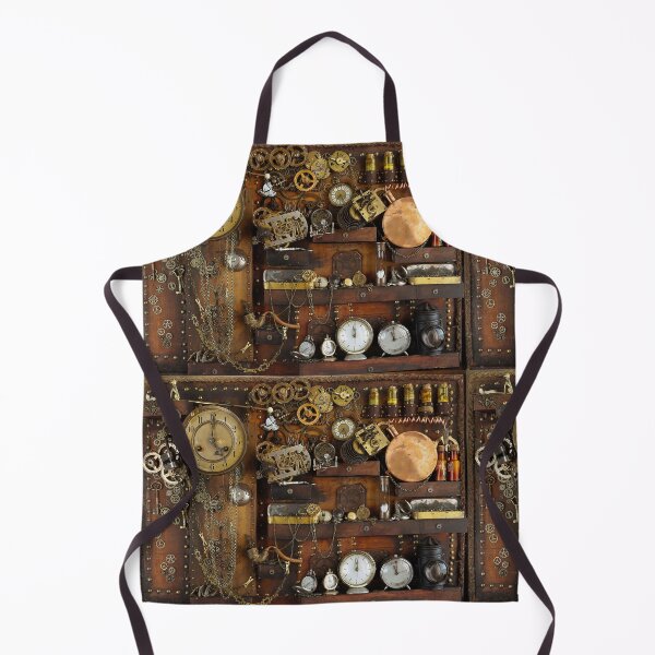 Steampunk clock ancient time Apron