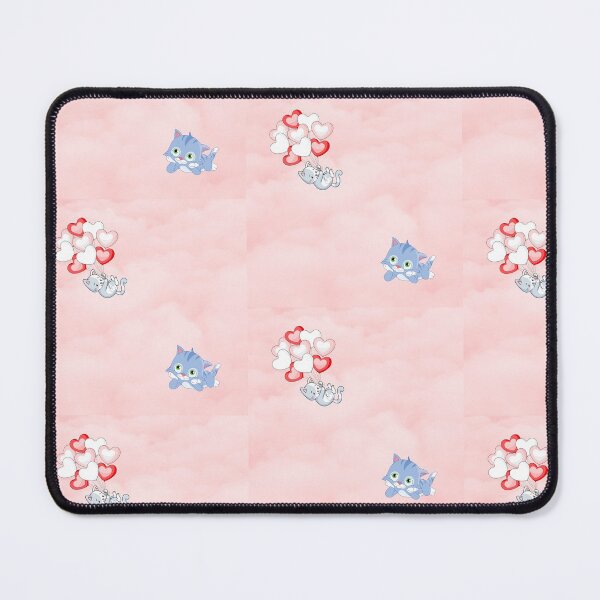 Item preview, Two adorable lovestruck kitties on Pink Fluffy Clouds designed and sold by haRexia.