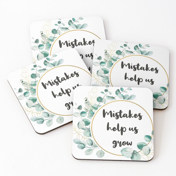 Item preview, Mistakes help us grow aesthetic black typography with winter green leaves detail designed and sold by Deegital18.