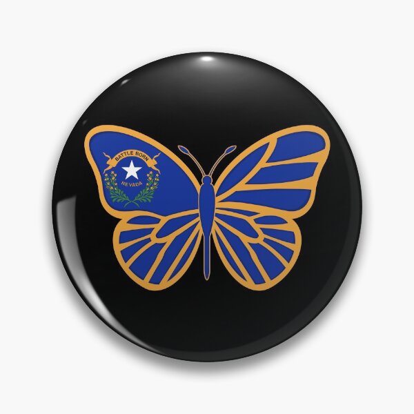 Artikelvorschau, Bundesstaat Nevada Flagge Schmetterling (Schwarz) entworfen und verkauft von Gsallicat.