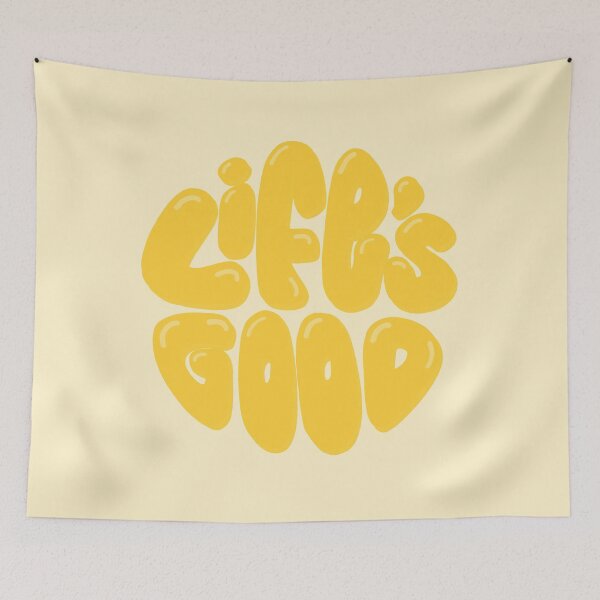 Item preview, Life's Good Lettering (Yellow) designed and sold by PepAndGrace.