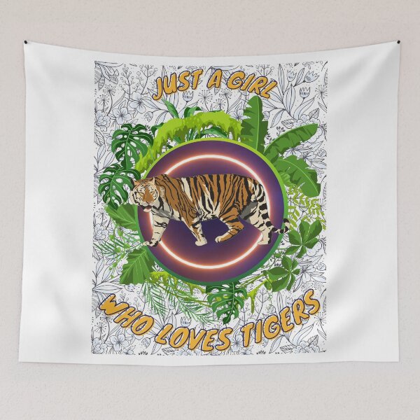 Item preview, Just a girl who loves tigers - Colorful compositions, art and animals, funny drawings designed and sold by AdvanceDesign.