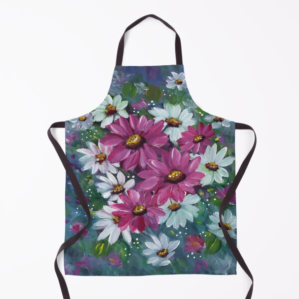 Item preview, White and Pink Daisy Flowers on Muted Blue Background designed and sold by Smalltownart.