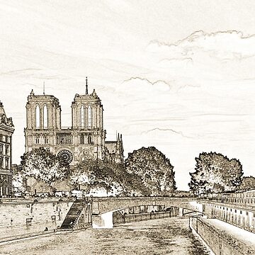 Artwork thumbnail, Parisian Seine River Sketch by MaluC