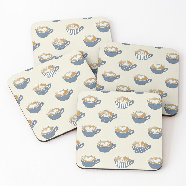 Item preview, Latte Art in Cute Blue Grey Coffee Mugs designed and sold by tanyadraws.