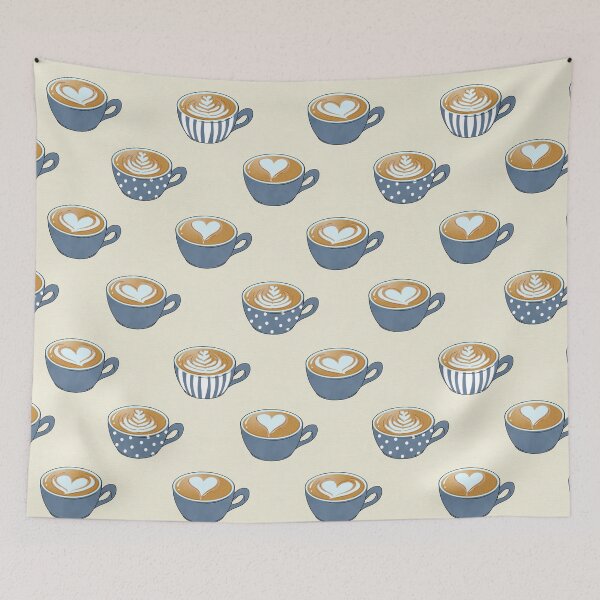 Item preview, Latte Art in Cute Blue Grey Coffee Mugs designed and sold by tanyadraws.