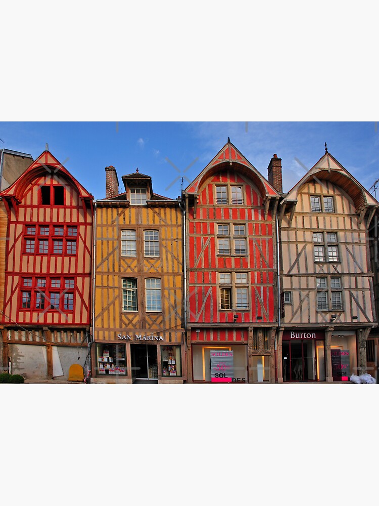 Thumbnail 3 of 3, Sticker, Colorful buildings in Troyes France designed and sold by MaluC.