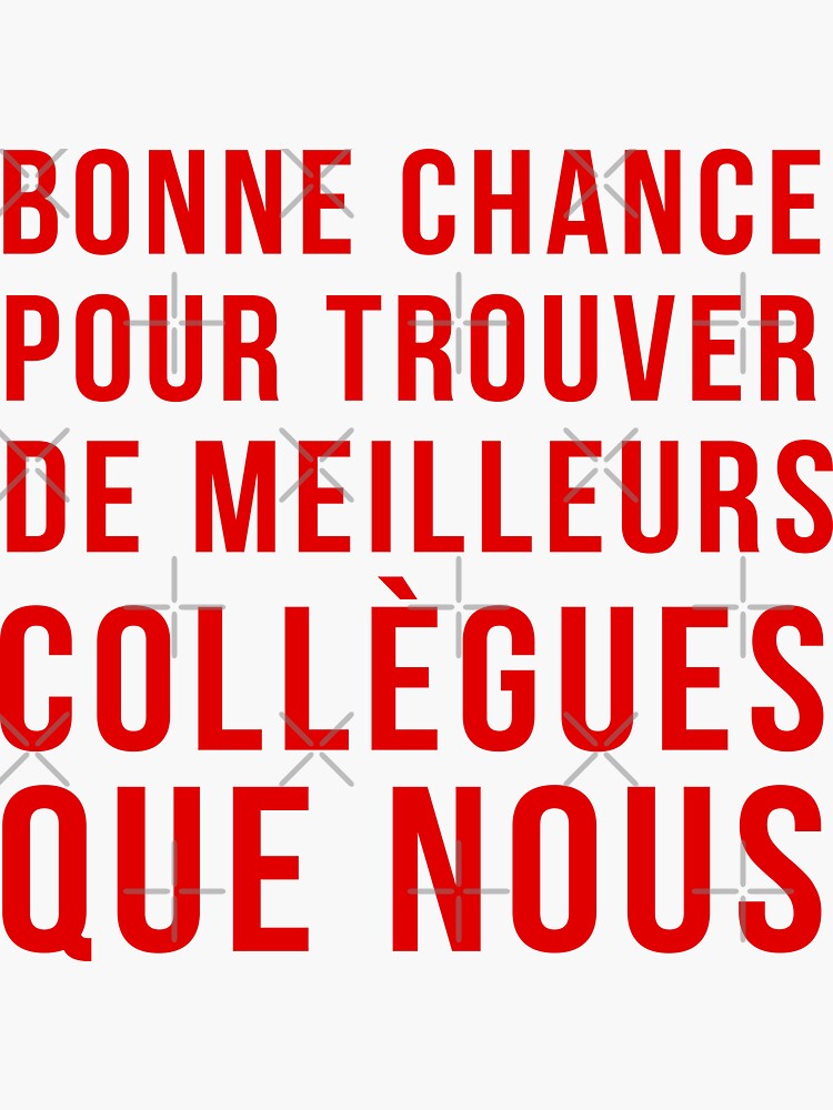 "bonne chance pour trouver de meilleurs collègues que nous Sticker