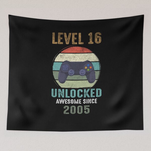 Artikelvorschau, Level 16 freigeschaltet Gamer 16. Geburtstagsparty Vintage Retro 2005 entworfen und verkauft von LAXIR.