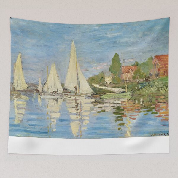 Item preview, Impressionist Painting Regattas at Argenteuil (1872) by Claude Monet designed and sold by Designedbysm.