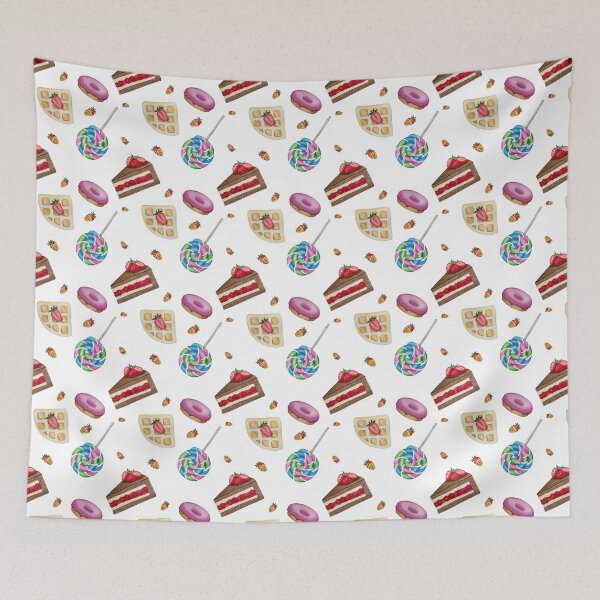 Item preview, Sweet Tooth Heaven - Donuts, Cakes, Strawberries and Lollipops Cute Chic Pattern designed and sold by silviaol.