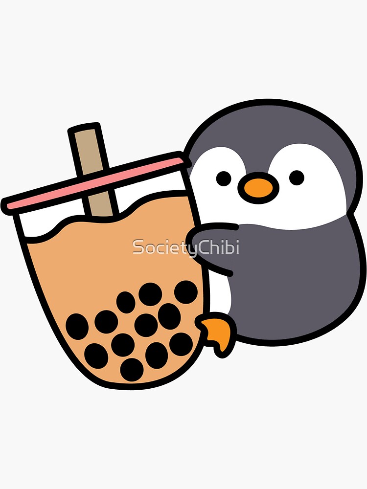 Cute Penguin Loves Boba Tea' Sticker | Spreadshirt