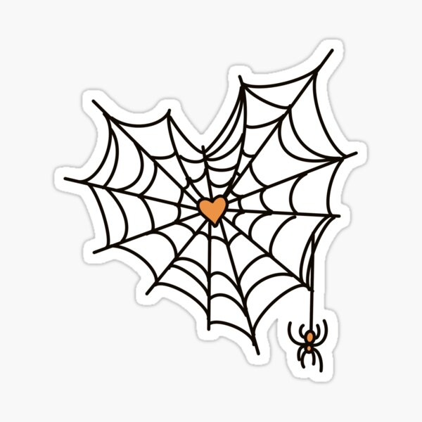 3” Sticker Spooky Spider Web Heart Cute Halloween Party Trick Or Treat Goth Fun