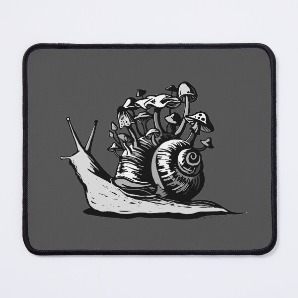 Mushroom Snail Linocut Graphic Mouse Pad