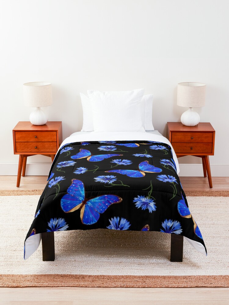 Discover Blue Floral Butterfly Quilt