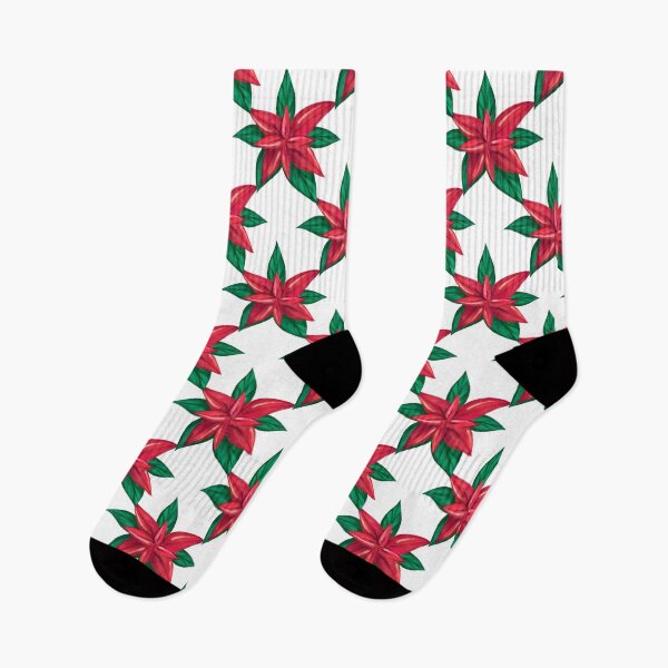 Item preview, Vintage Watercolor Red Poinsettia Flowers Christmas Theme Pattern. Mixed Christmas Collage designed and sold by silviaol.