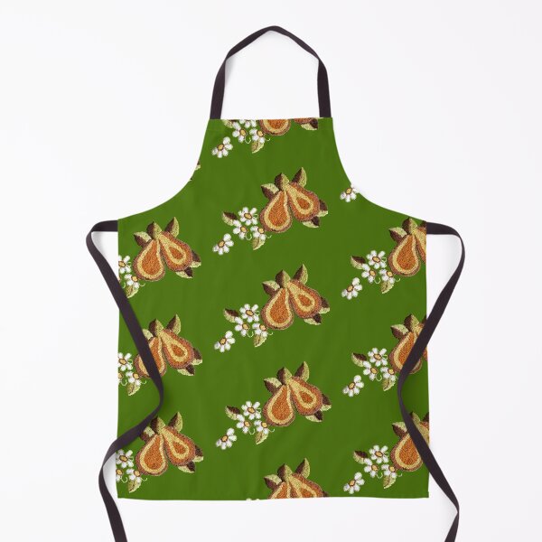 Item preview, Ukrainian Embroidery, pears on green back ground designed and sold by Faerieglen.