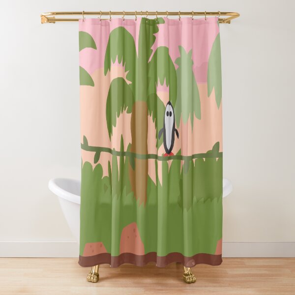 Cute Sago Mini Dinosaur in the forest With Penguin Shower Curtain