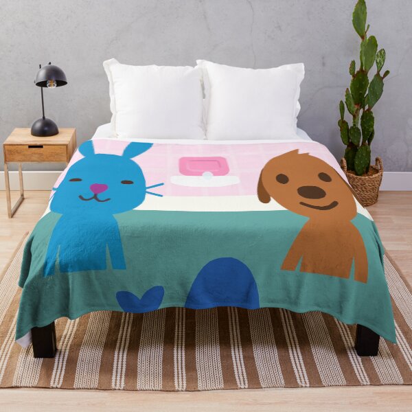 Cute Sago Mini Dinosaur Dog and Rabbit Throw Blanket