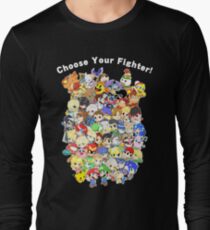 Camiseta de manga larga Super Smash Bros. ¡Los 58 personajes! Elige tu luchador! Grupo