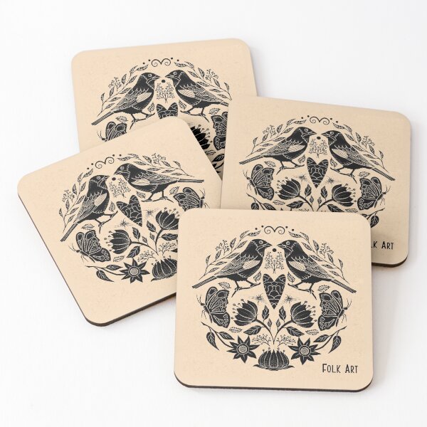 Item preview, Vintage Folk Art Birds and Flower designed and sold by Andrea Snuggs.