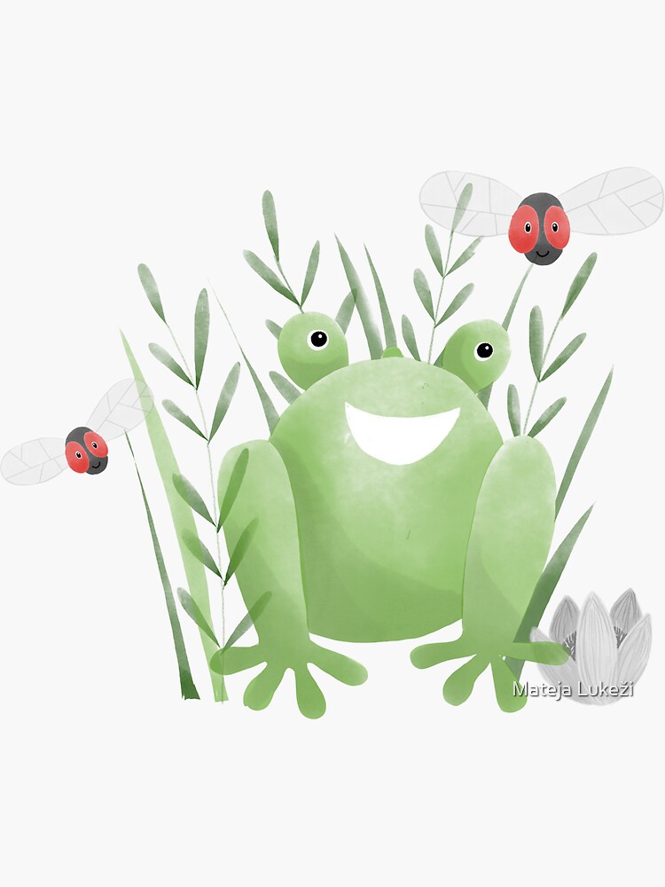 Thumbnail 3 of 3, Sticker, Happy Frog designed and sold by MatejaLukezic.