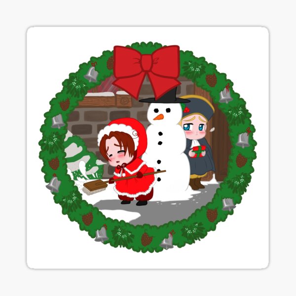 Christmas Chibitalia and Holy Rome Sticker