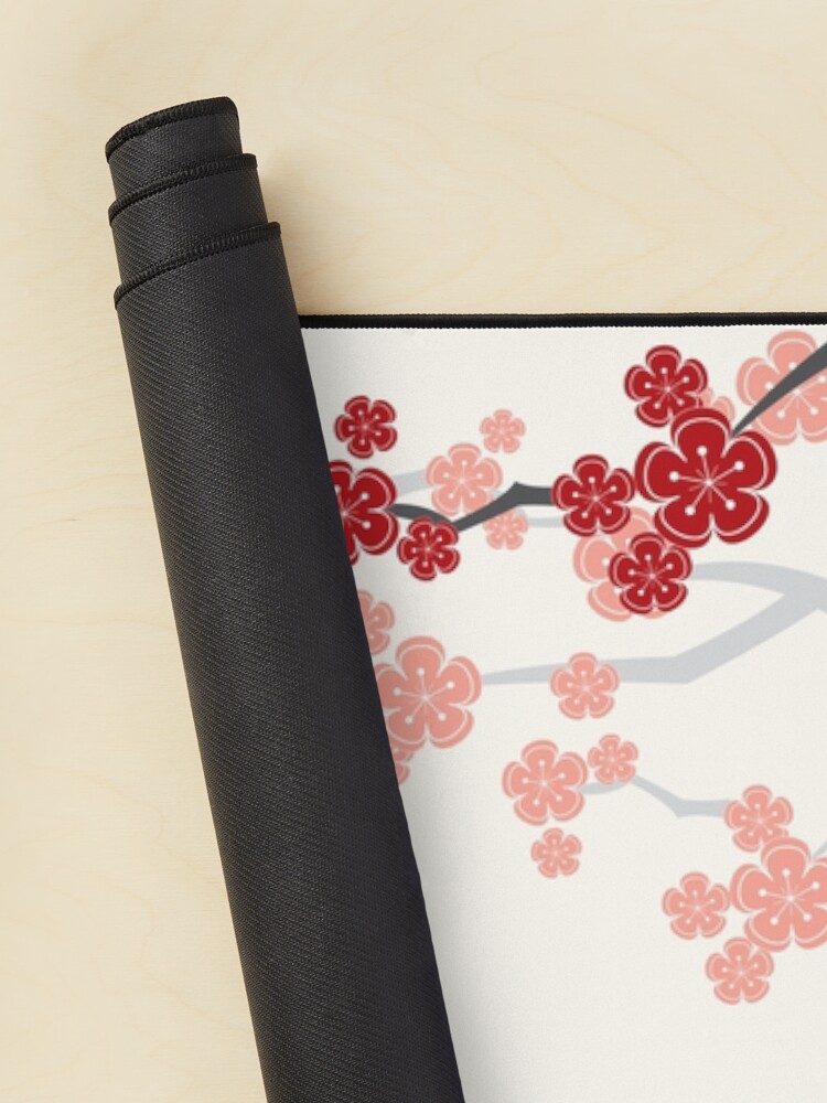 Alternate view of Red Oriental Cherry Blossoms on Ivory and Chinese Wedding Double Happiness | Japanese Sakura © fatfatin Mouse Pad
