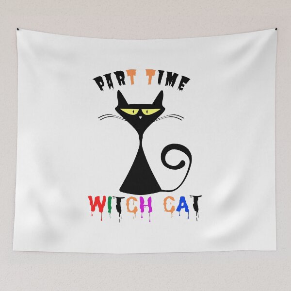 Item preview, Part Time Witch Cat - Catoween designed and sold by Cosmic Retro.