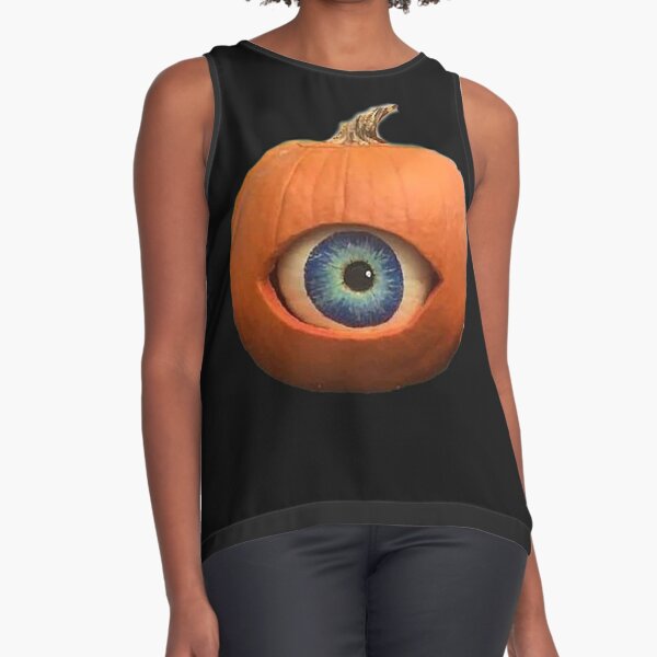 Spooky Creepy Halloween Black and Orange Monster Eyes Longline sports bra