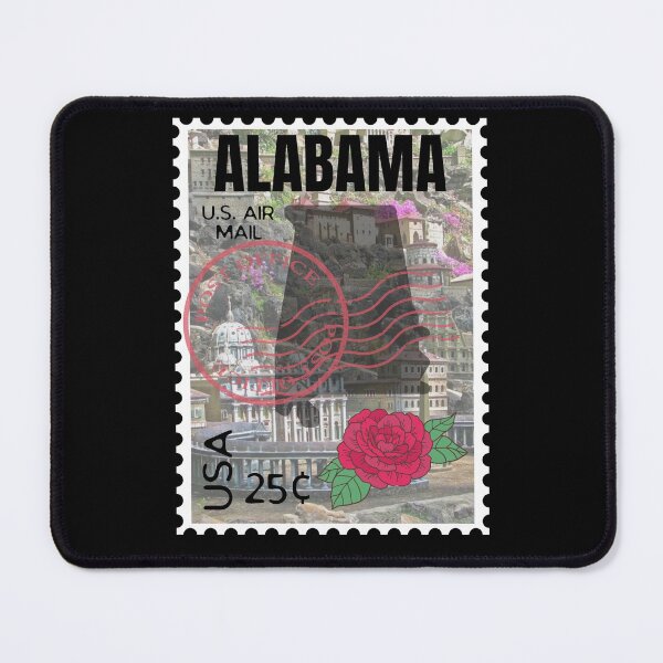 Item preview, Alabama US Postage Stamp With Camellia Flower and Ave Maria Grotto designed and sold by S-JDesigns.