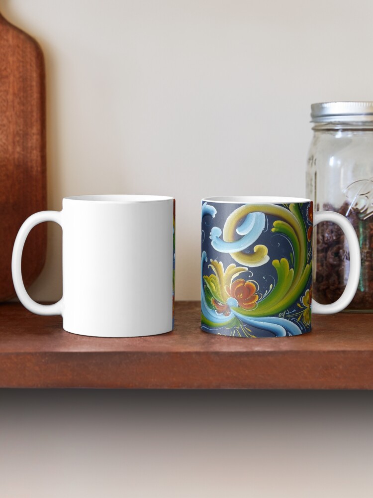 Rosemaling Ceramic Mugs - Scandinavian Gift Shop