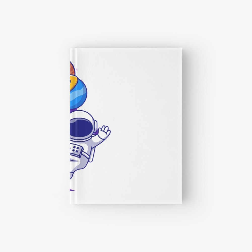 Cuaderno De Tapa Dura Lindo Astronauta Flotando Con Globos De Planeta En La Ilustración De 3679