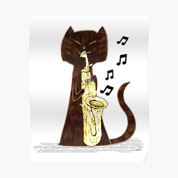 Cool Sax Cat Poster