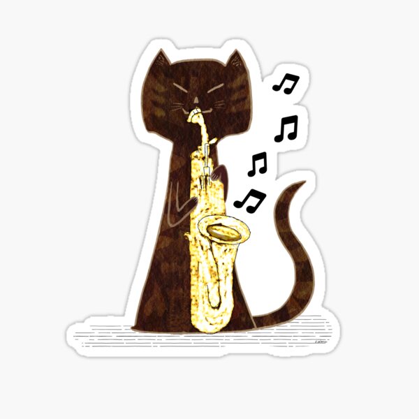 Cool Sax Cat Sticker
