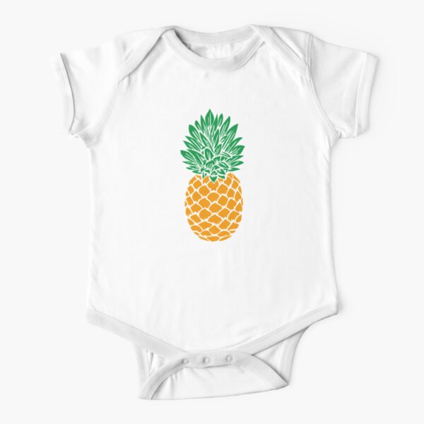 Pineapple | Pineapple Silhouettes | Orange and Green | Short Sleeve Baby One-Piece