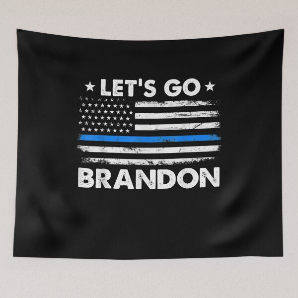 Item preview, Let's Go Brandon Thin Blue Line US Flag designed and sold by Nancyvanpruisen.