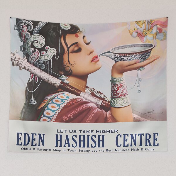 Item preview, Rare Vintage Illustrated Psychedelic Poster From Nepal - EDEN HASHISH CENTRE designed and sold by VISIBLECREATION.